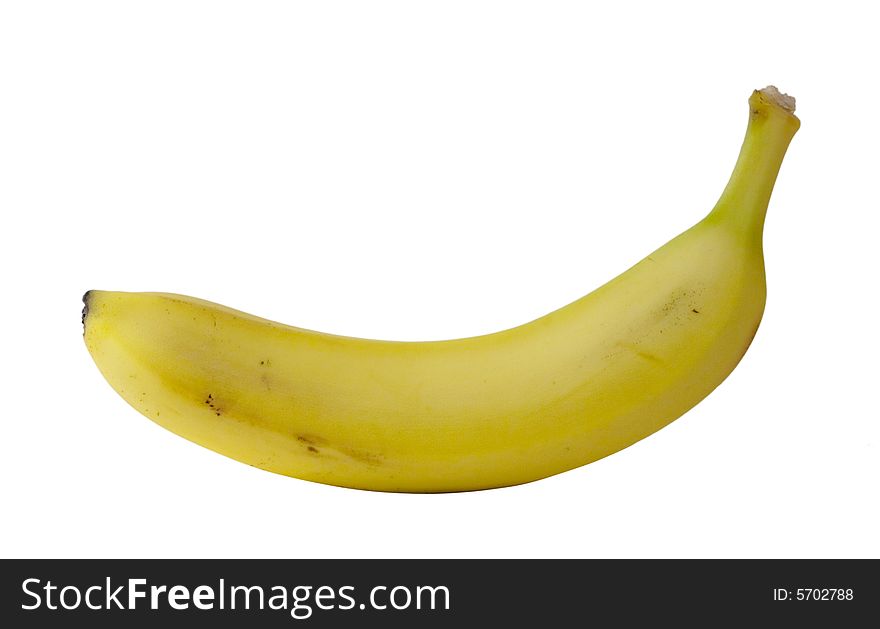 Yellow banana on white background. Close up.