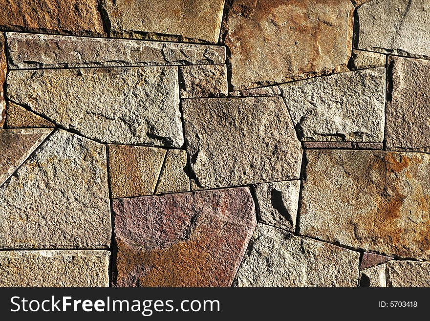 Colourful Stone Wall Pattern, Large Stones With Gaps, Background. Colourful Stone Wall Pattern, Large Stones With Gaps, Background