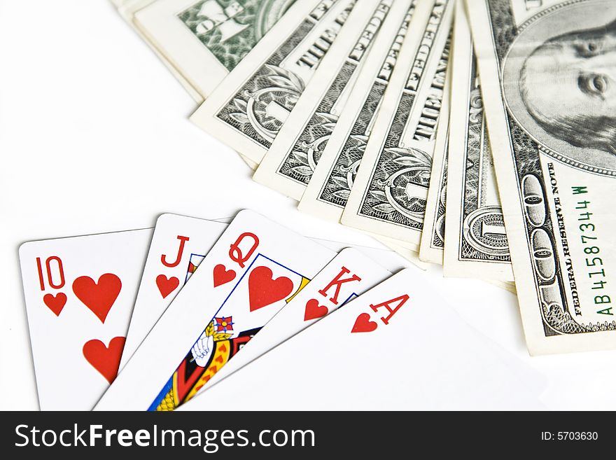 Poker Cards And Dollar Bills