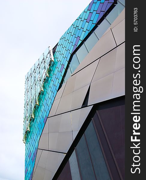 Abstract architecture view. Glass, plastic and metal constructions.