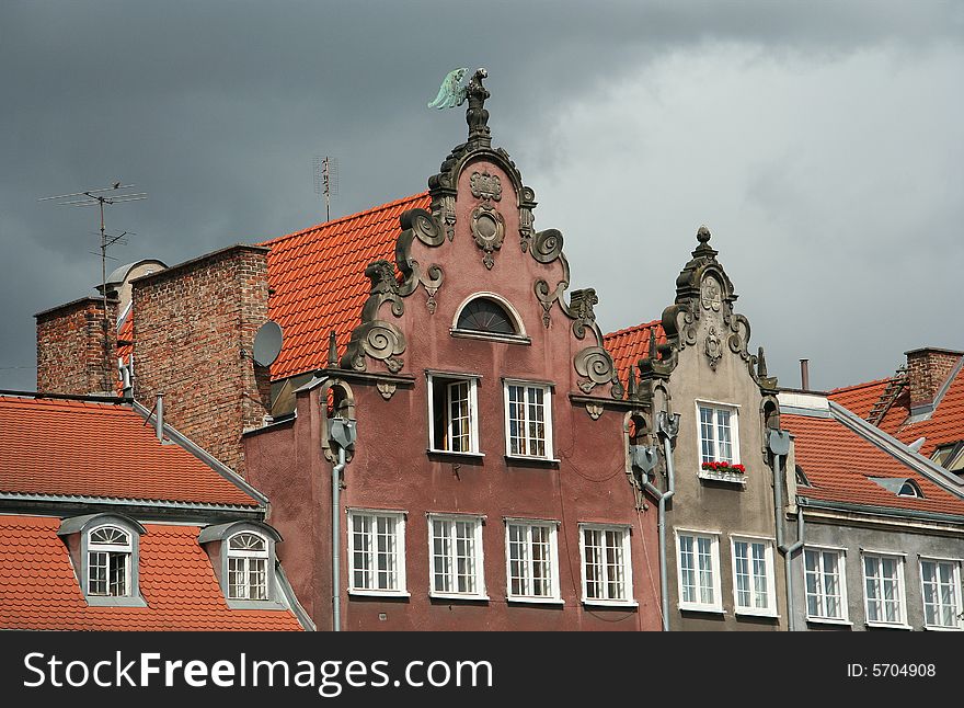 Two ancient houses in Gdansk, Poland. Two ancient houses in Gdansk, Poland