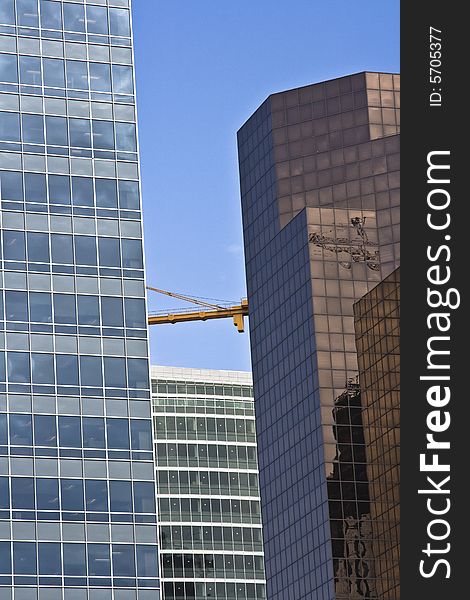 Modern Skyscrapers with crane as building continues in Washington State