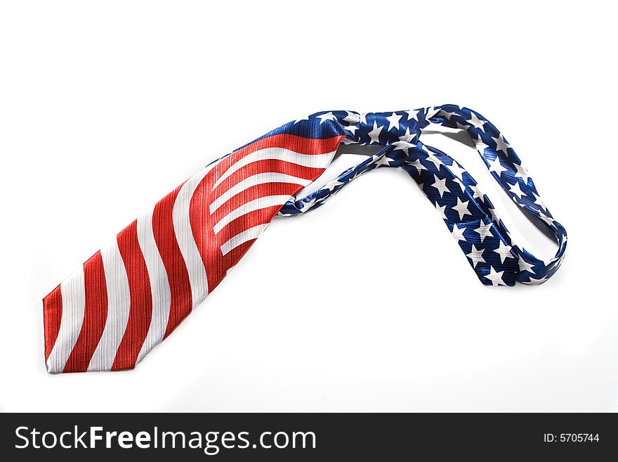 US flag necktie isolated on white background