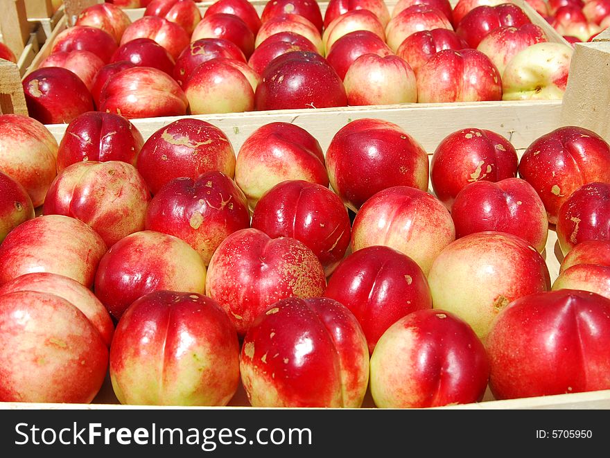 Peach in the basket after summer feast