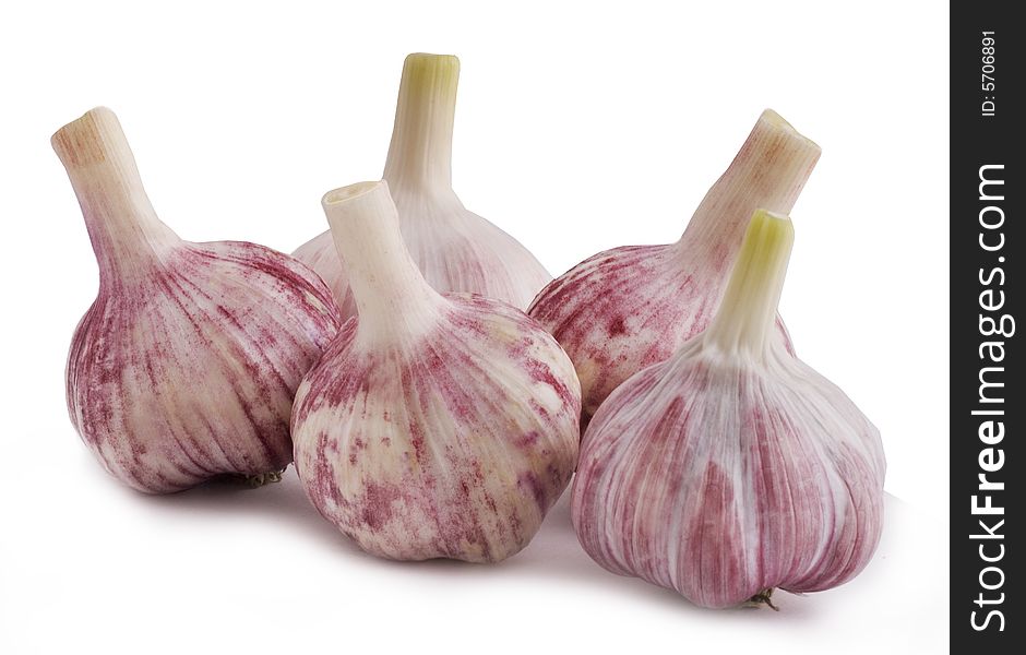 Garlic group on the white background