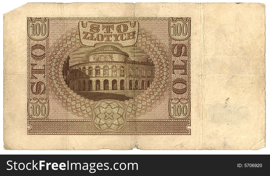 High-resolution picture of very old Polish banknote 1940