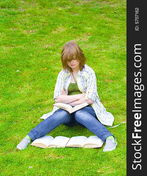 Education concept:Young student with the books