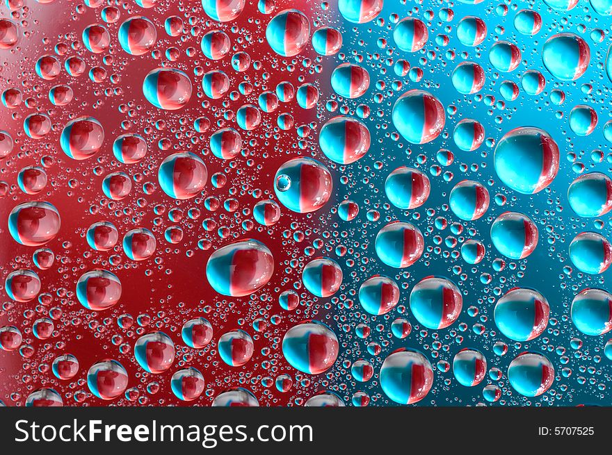 Water drops on glass. Macrophoto.