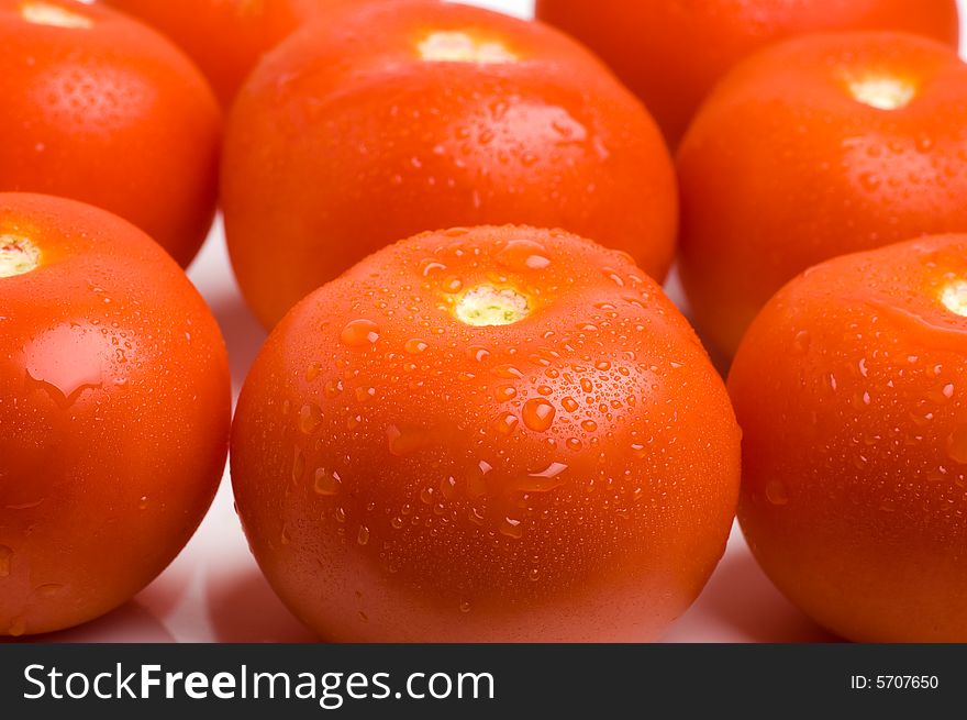 Tomatoes on a white background