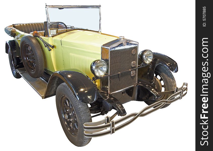 The antiquarian car isolated over white with clipping path. The antiquarian car isolated over white with clipping path.