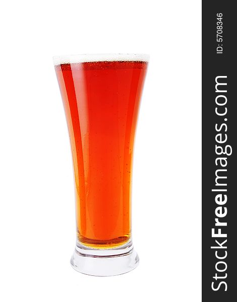 Glass of bitter beer isolated on white. Glass of bitter beer isolated on white