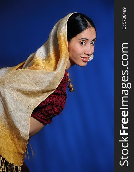 Portrait of young indian beauty in traditional clothes