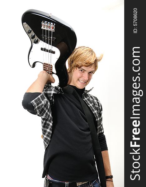 Young Misician With Electric Bass