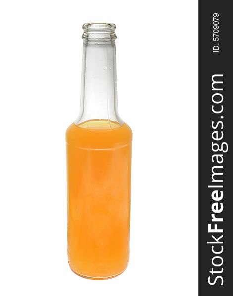 An orange drink bottle isolated over white background