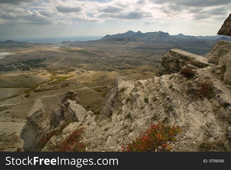Krim Karadag landscape, mountain horizon