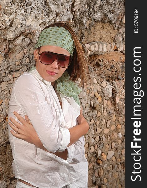 Portrait of young fashionable woman wearing sunglasses. Portrait of young fashionable woman wearing sunglasses