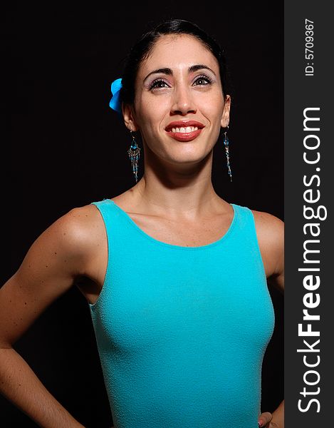 Portrait of hispanic female dancer with happy expression. Portrait of hispanic female dancer with happy expression
