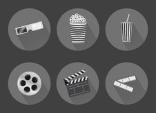 Flat Cinema Icons With Shadows Royalty Free Stock Photography Flat Cinema Icons With Shadows Royalty Free Stock Photography