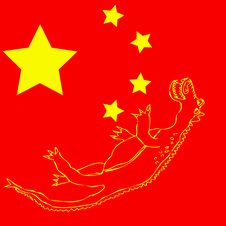 Chinese Flag With Dragon Royalty Free Stock Photos