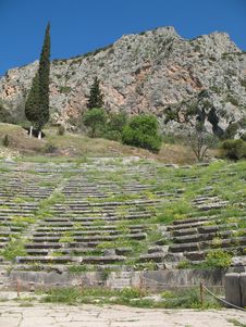 Delphi, Greece - Ancient Amphitheater And Mountain Royalty Free Stock Images Delphi, Greece - Ancient Amphitheater And Mountain Royalty Free Stock Images