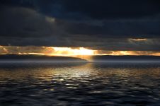 Sea And Sunset Stock Photo
