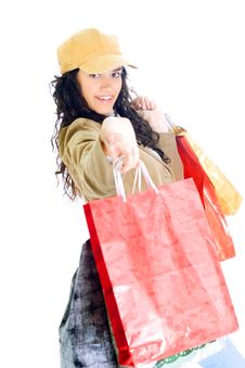 Attractive Young Lady With Shopping Bags Royalty Free Stock Image Attractive Young Lady With Shopping Bags Royalty Free Stock Image