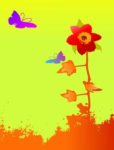 Grunge Abstract Floral Background With Butterflies Stock Image Grunge Abstract Floral Background With Butterflies Stock Image