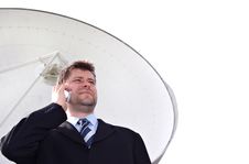 Businessman With Satellite Dish Royalty Free Stock Images