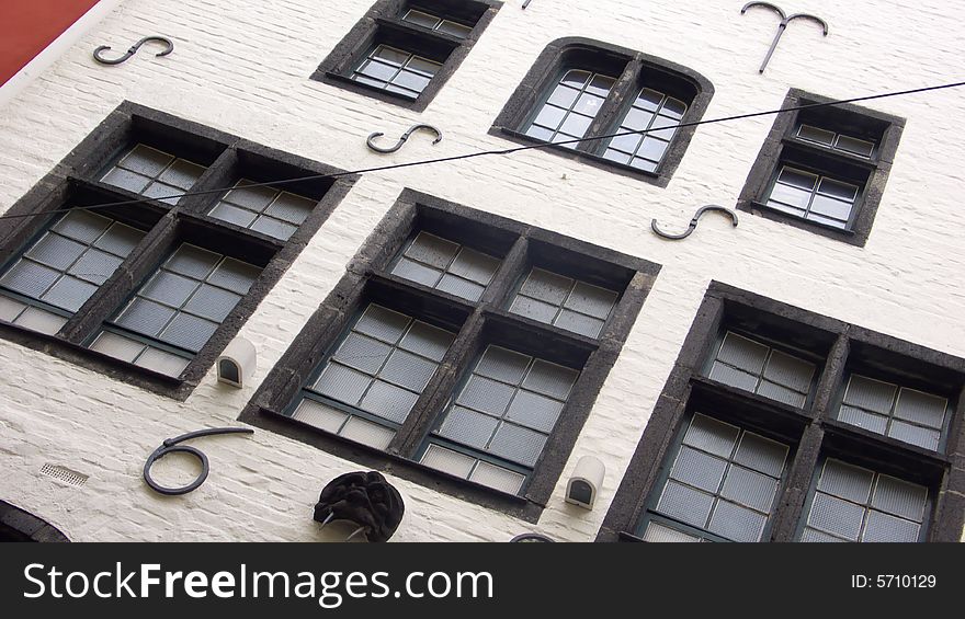 Framed Windows of a traditional european Building. Framed Windows of a traditional european Building