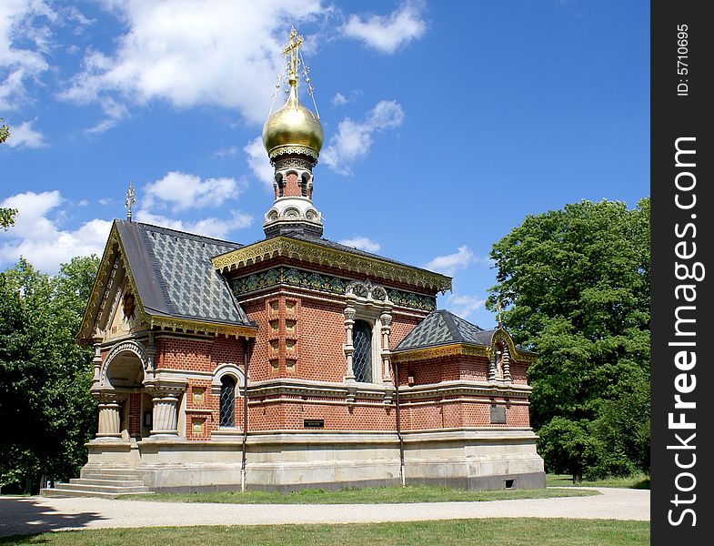 Russian-Orthodox Church of All Saints in the recreational park of Bad Homburg, Germany. Russian-Orthodox Church of All Saints in the recreational park of Bad Homburg, Germany