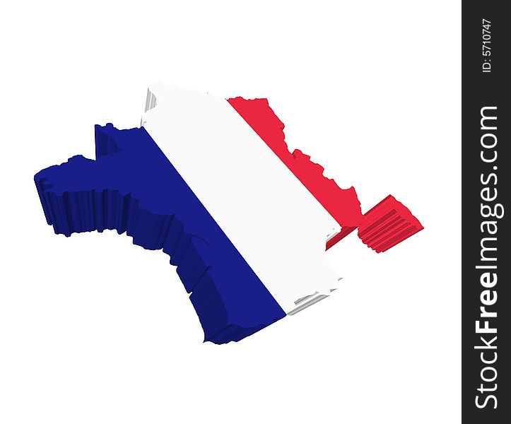 French map and flag on white background. French map and flag on white background