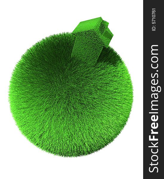 House of grass on sphere of grass