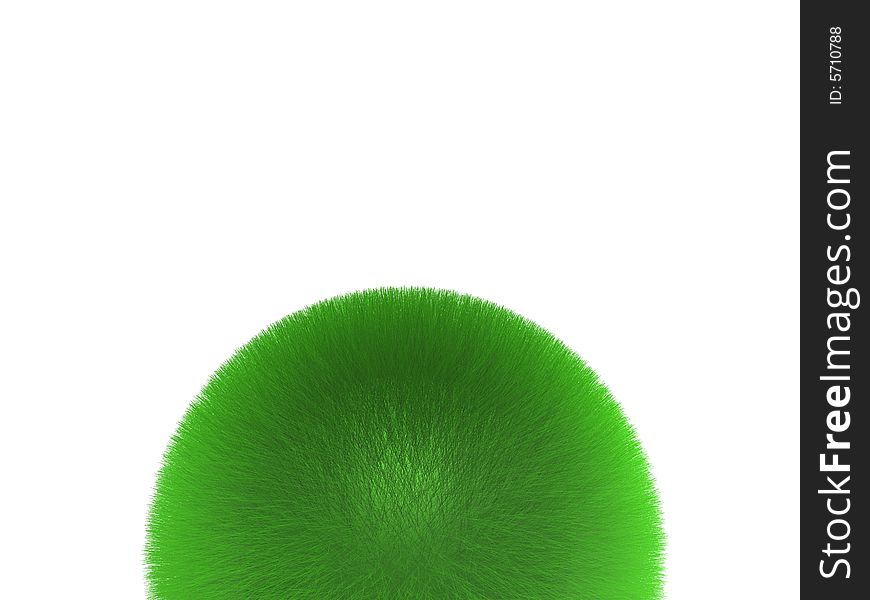Sphere of grass on white background