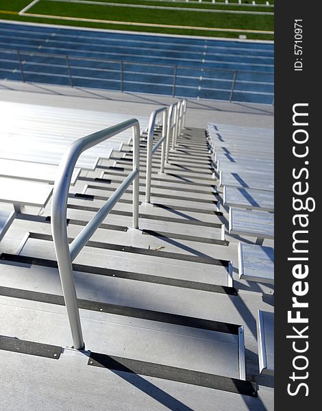 Empty bleachers at a highschool football field