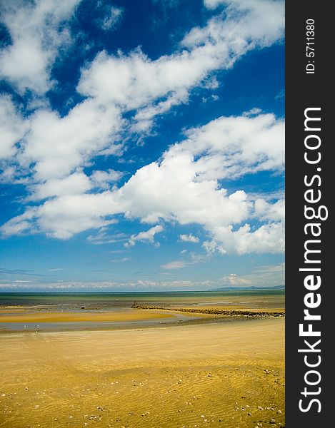 The golden sands of rhos-on-sea beach in north wales. The golden sands of rhos-on-sea beach in north wales