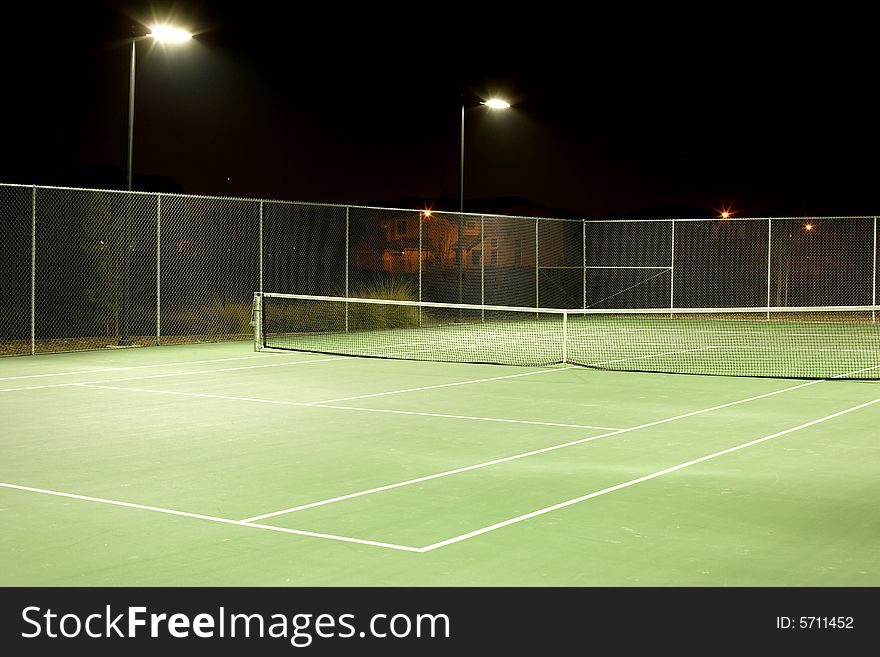 Tennis court on a cool summer evening