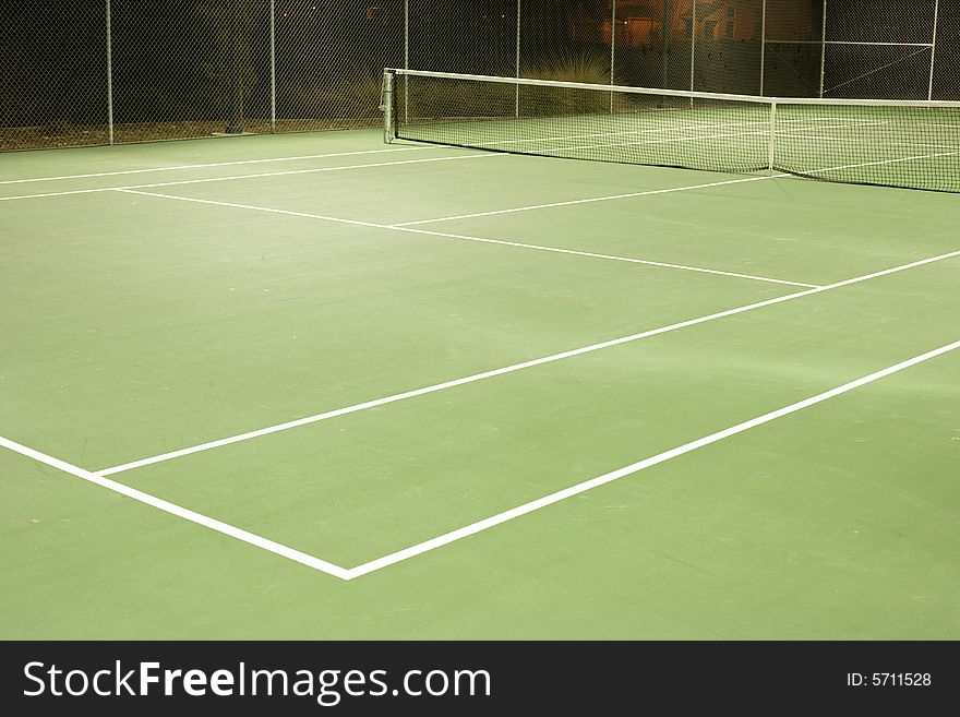 Tennis court on a cool summer evening