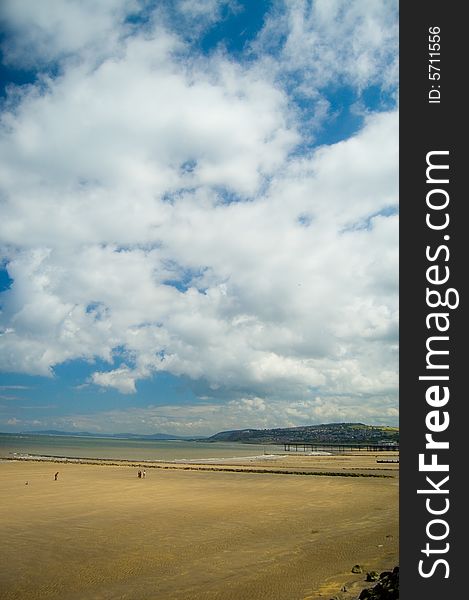 A landscape of the beach at rhos-on-sea in wales. A landscape of the beach at rhos-on-sea in wales