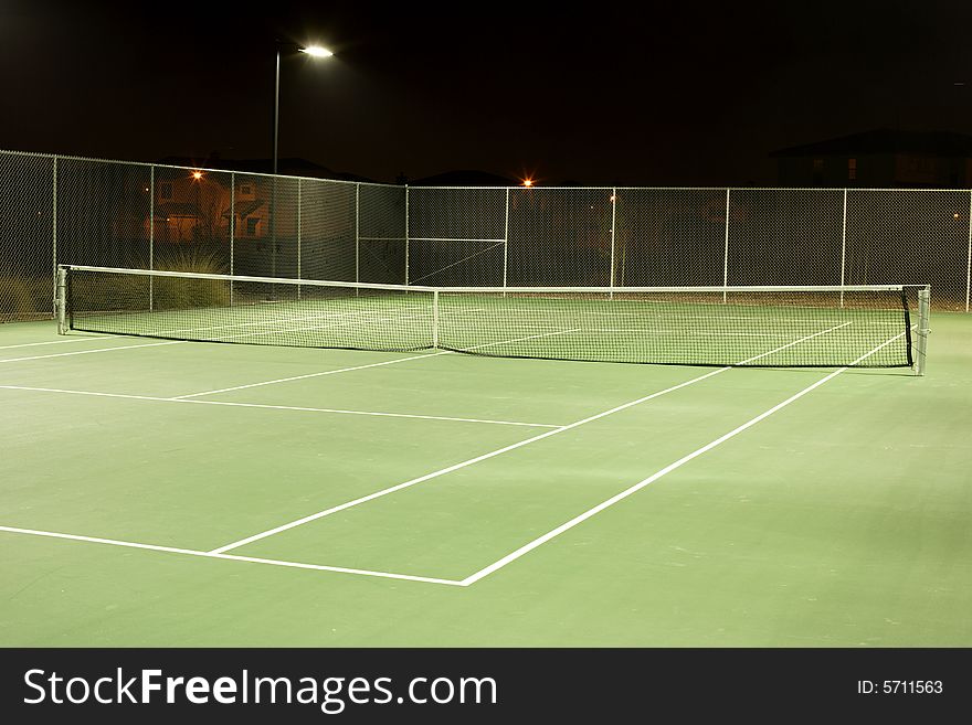 Tennis court on a cool summer evening