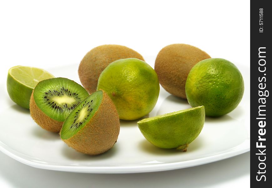 Fresh green fruits plate