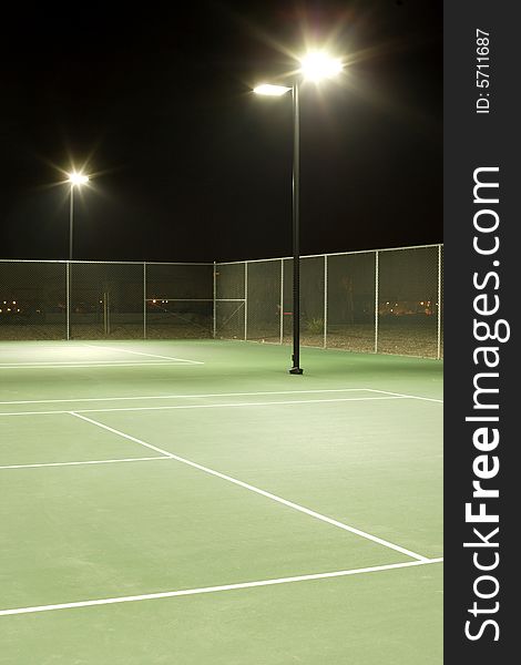 Tennis court on a cool summer evening