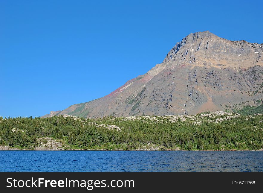 The upper waterton lake and alpine slope, alberta, canada