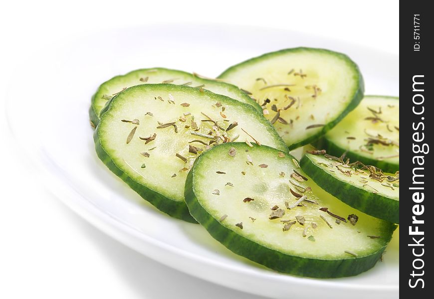 Seasoned cucumber slices