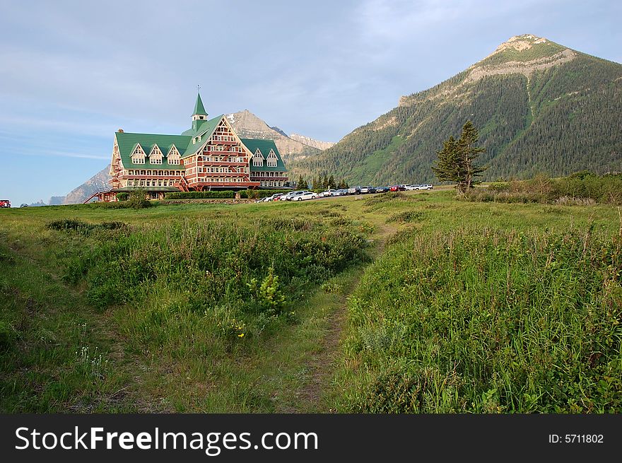 The historic prince of wales hotel in waterton lake national park, alberta, canada