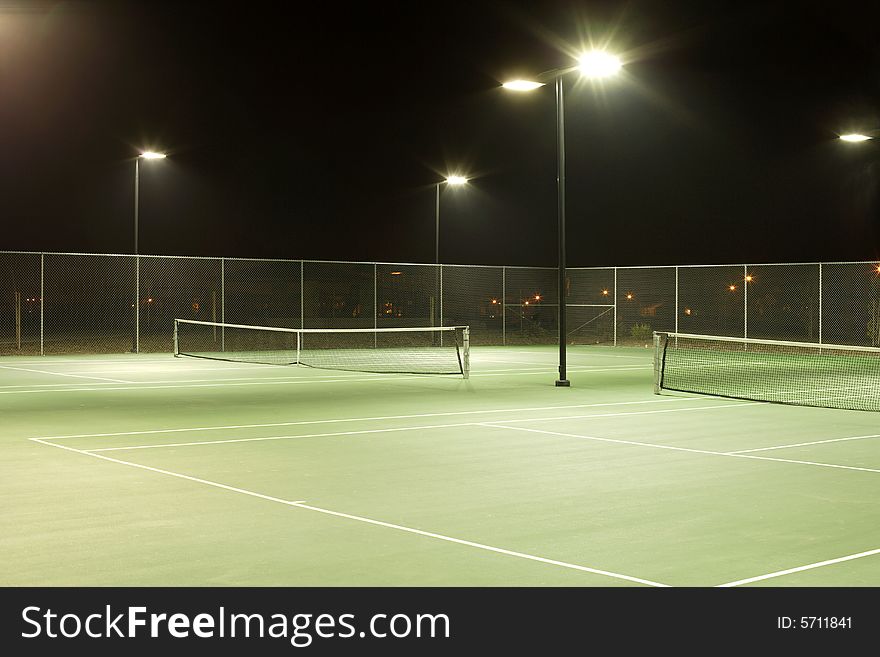 Tennis court on a cool summer evening