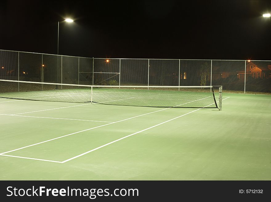 Tennis court on a cool summer evening