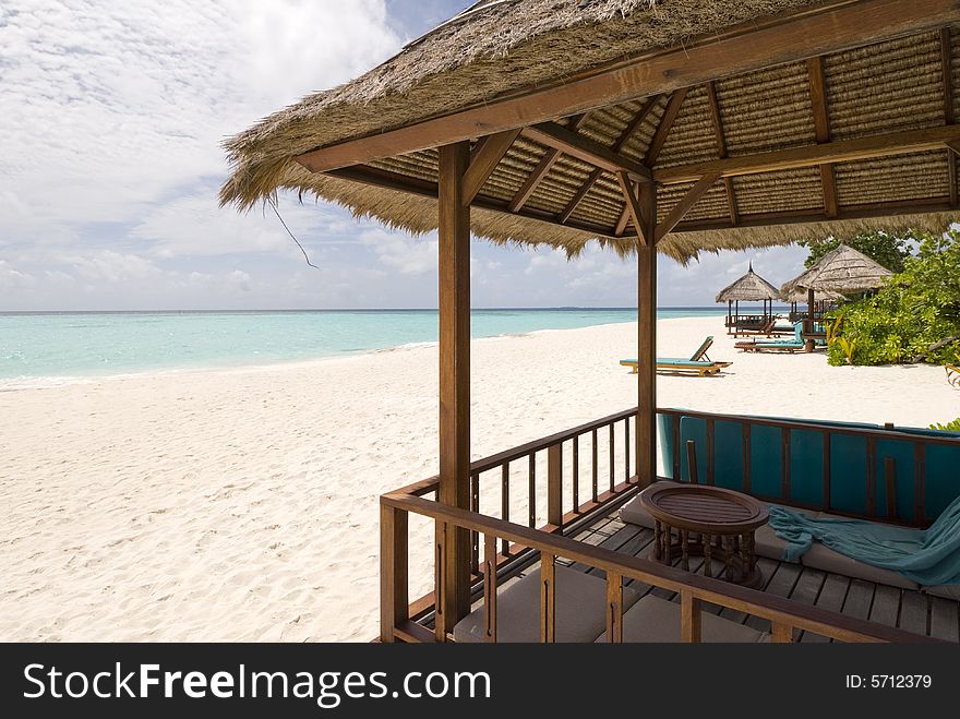 Maldives seascape on vabbin faru island, banyan tree resorts.