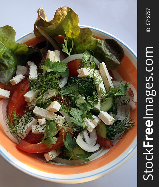 Greeck salad in a ceramicl bowl