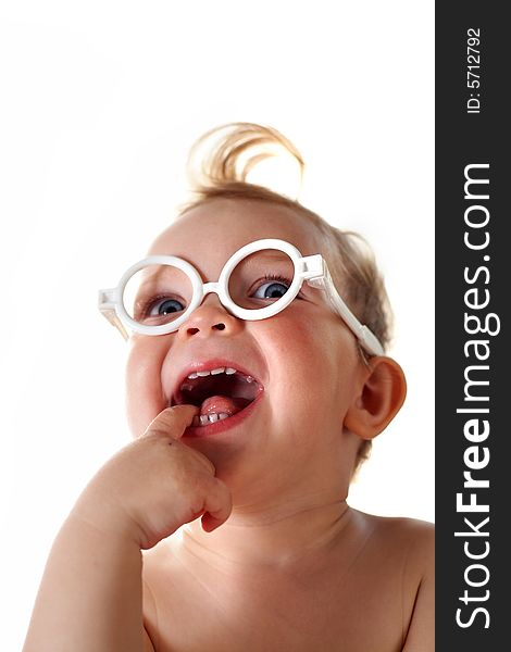 An image of cheerful little girl in glasses. An image of cheerful little girl in glasses