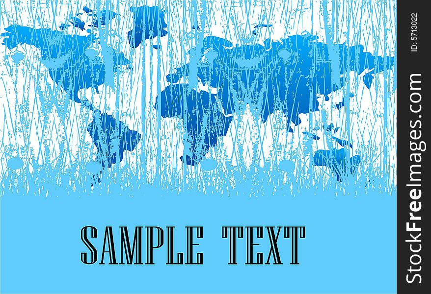 Illustration of sample text and map, blue